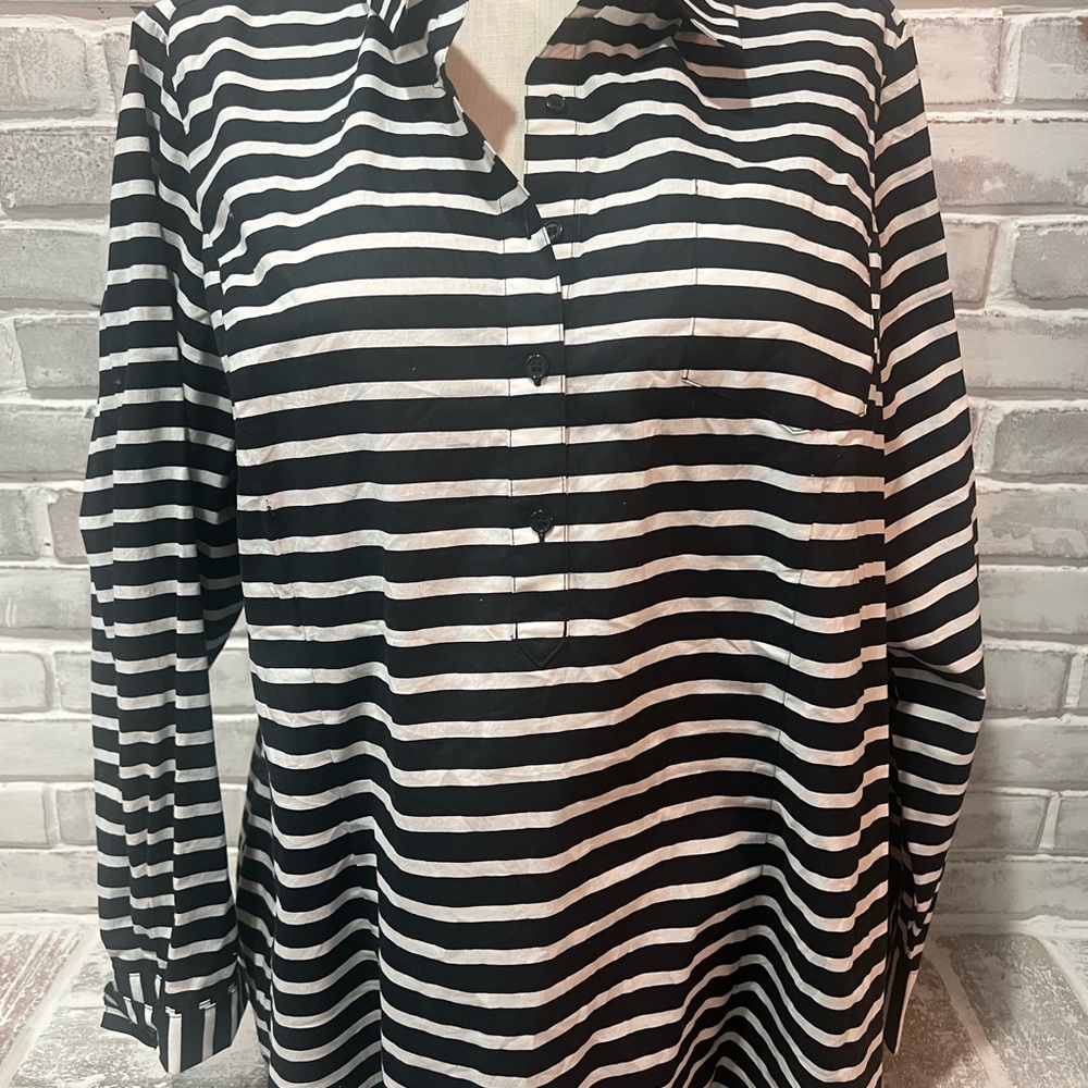 Lane Bryant Black and White Striped Blouse